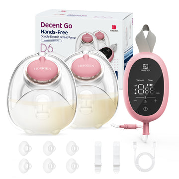 Hoirgen D6 Ultra-Lightweight Hands Free Wearable Breast Pump with Upgraded Leak-Proof Double-Seal Flange, Electric Breastfeeding Pump 3 Modes | 9 Levels, 3 Fine-Tuned Rhythms, 15/17/19/21/25mm