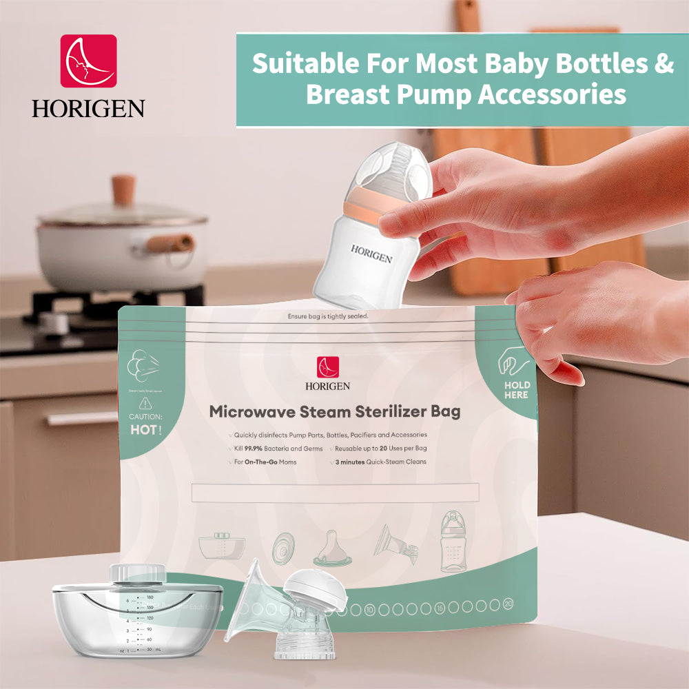 Microwave Bottle Bags, Reusable Microwave Steam Bags(20 Uses Per Bag), Large Portable Travel Microwaves Bags for Pump Parts,Baby Bottle, Pacifiers